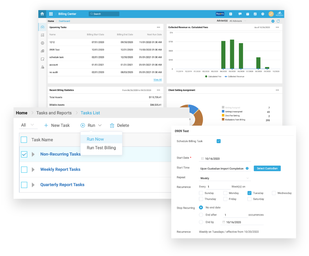 Advyzon has billing settings that fit most if not all firm structures